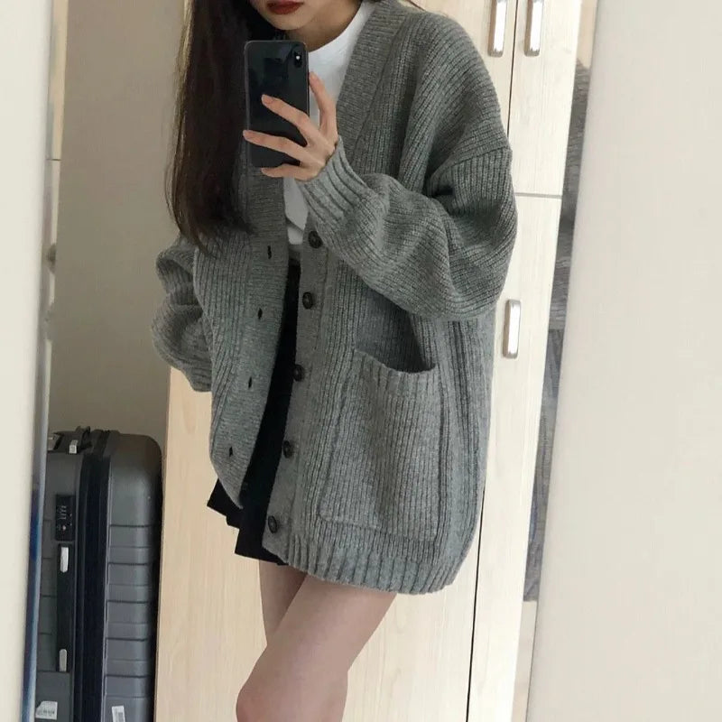 Women Cardigan Sweater, Fashion Long Sleeve V-neck  Casual Sweater.