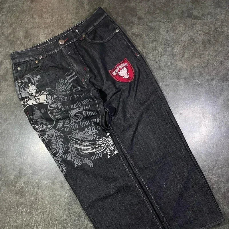 Street Y2K New Fashion Straight Loose Jeans Women Harajuku Casual Joker Low Waist Slim Mopping Wide-leg Pants Couple Punk Jeans
