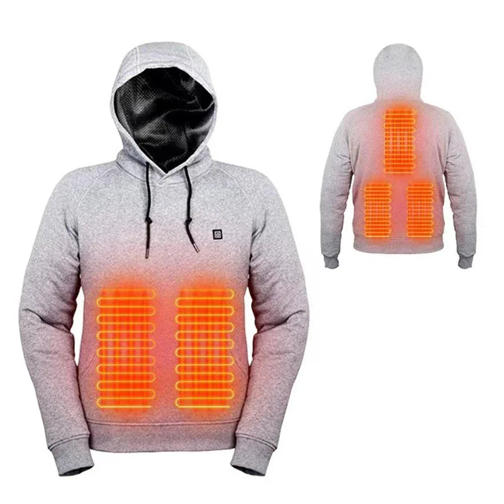 5 Heating Zones Heated Jacket Men Women Vintage Gothic Cozy USB Rechargeable Long Sleeve Streetwear Loose Coats Soft 3 Levels