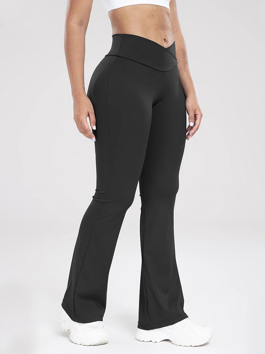 Women s High Waist Yoga Leggings with Tummy Control and Flare Leg Design for Bootcut Style Solid Color Pants