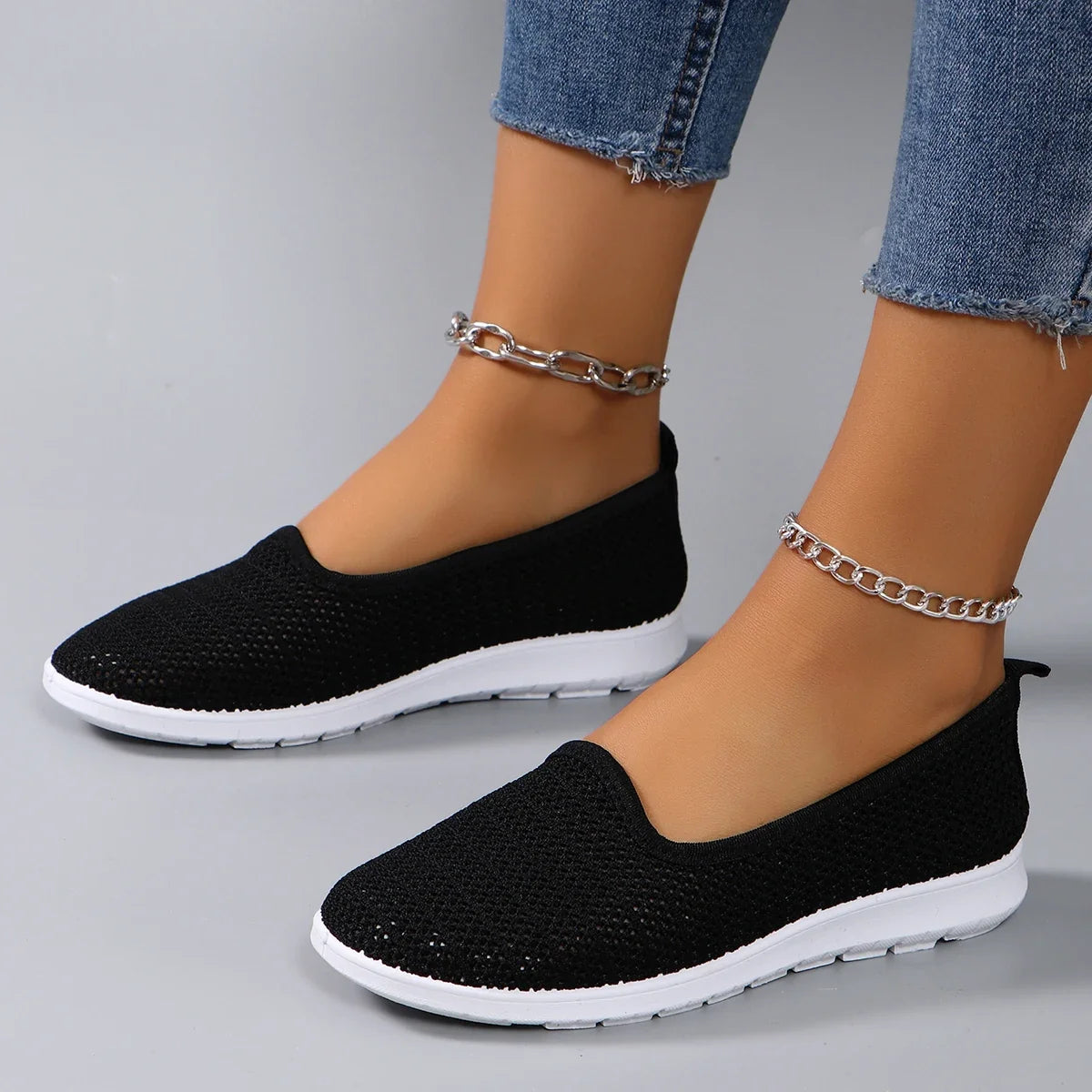 Spring new women's sports shoes, fashionable, breathable, lightweight, non-slip, wear-resistant, casual sports shoes, flat shoes