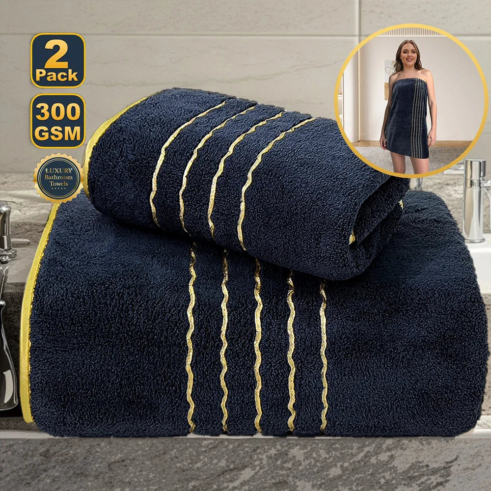 2pcs Set  Bathroom Towel Sets, Thickened Absorbent Bath Embroidered. Christmas Gift  Sets.