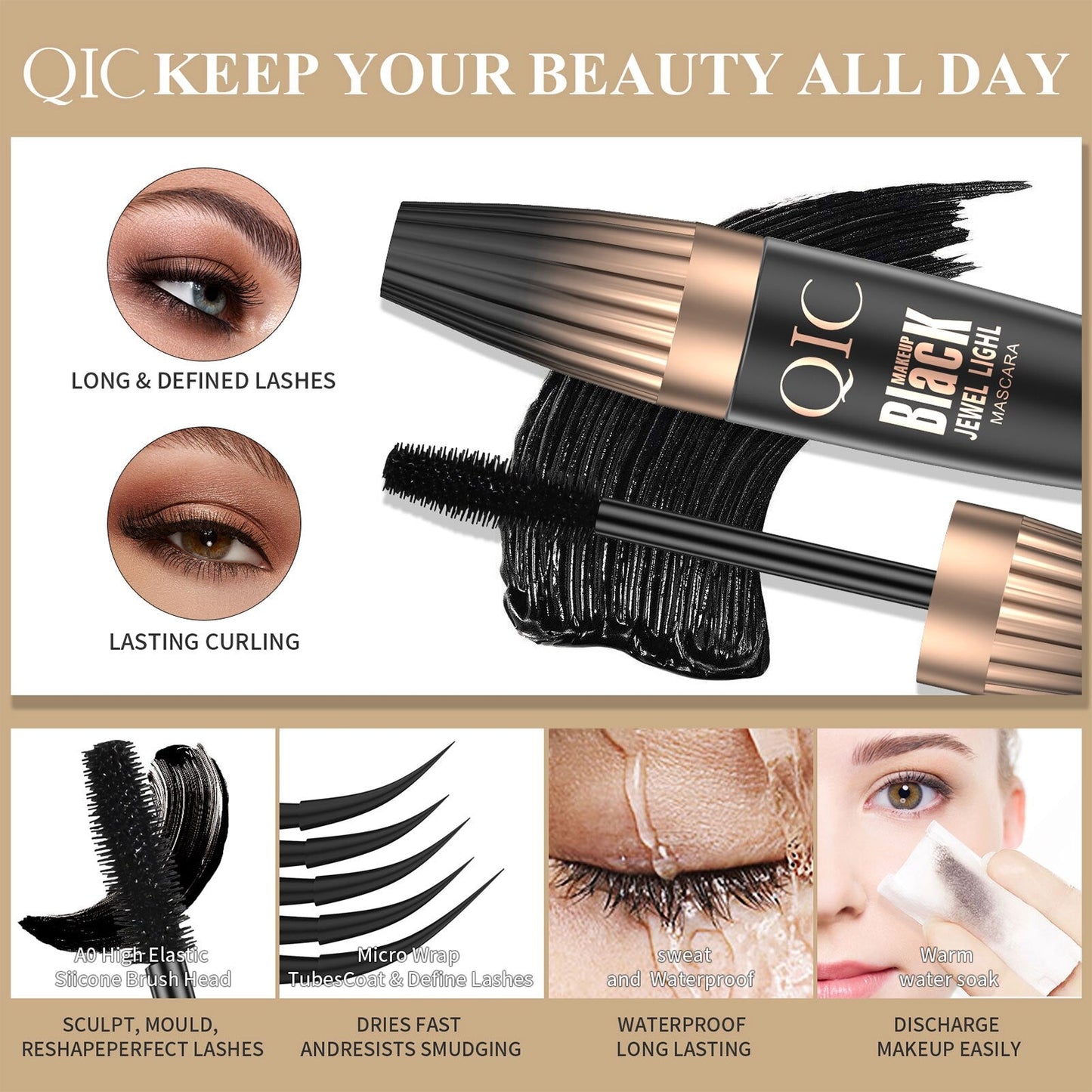 4D Silk Fiber Lash Mascara Volume Booster Lash Primer Mascara Lash Primer Eyeliner Mascara For Lifting Curling Multiplying
