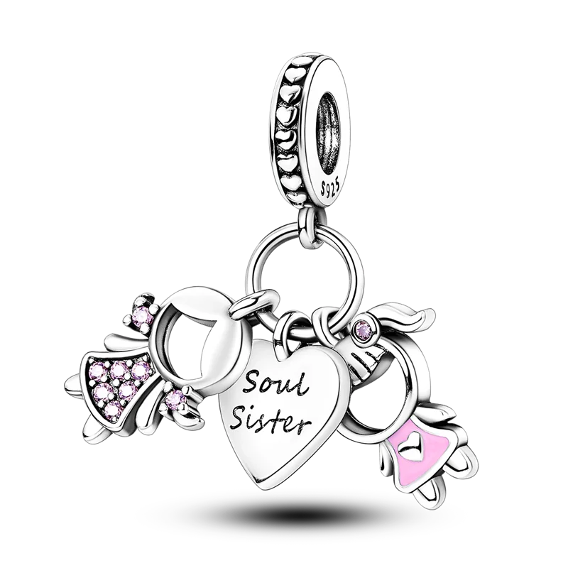 Charms Bead 925 Sterling Silver Pink Butterfly Luminous Firefly Dangle