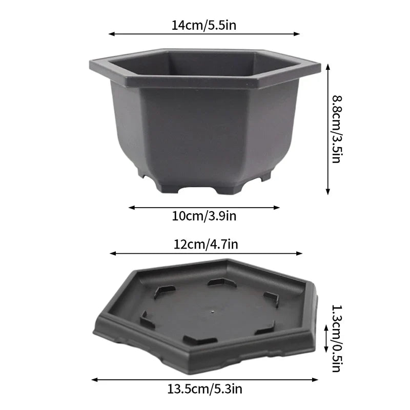 Rectangular Bonsai Training Pots Plastic Flowerpot with Drainage Tray Succulent Plants Pot Bonsai Plants Growing Pots Home Decor