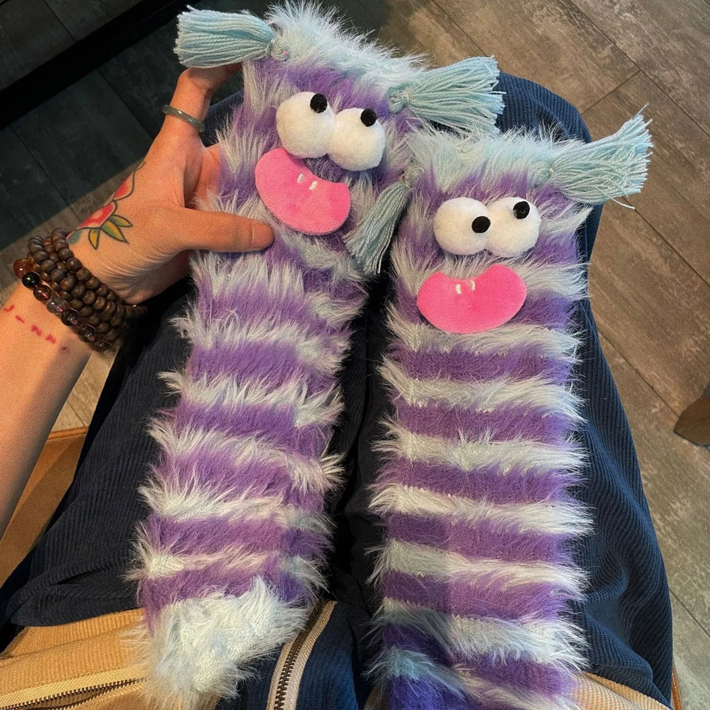 Coral Velvet Three-Dimensional Weird Socks Cartoon Thickened Warm Mid-Calf Socks New Coral Velvet Women'S Socks Strange