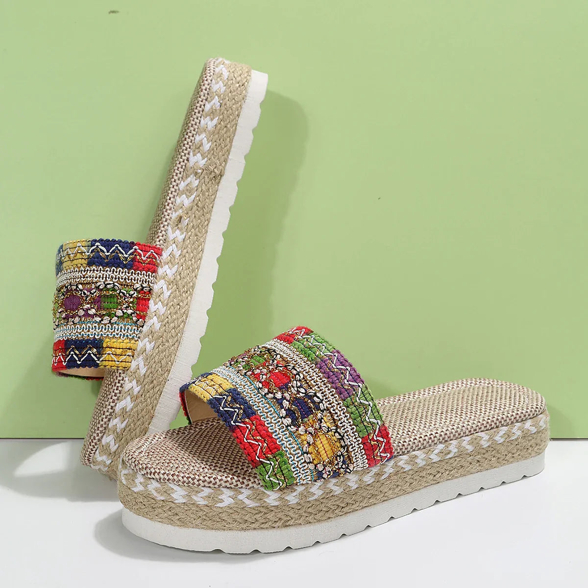 Weave Women's Slippers Platform Summer Shoes for Women 2023 New Beach Casual Heeled Sandals Bohemian Handmade Ladies Espadrilles