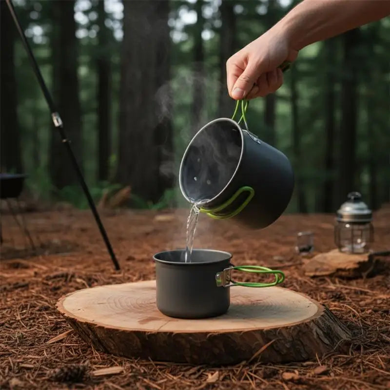 Ultralight Camping Pot Set: Camping Cookware Mess Kit (Outdoor Cooking Tableware) – For Hiking, Trekking, Picnic, Fishing, Mount