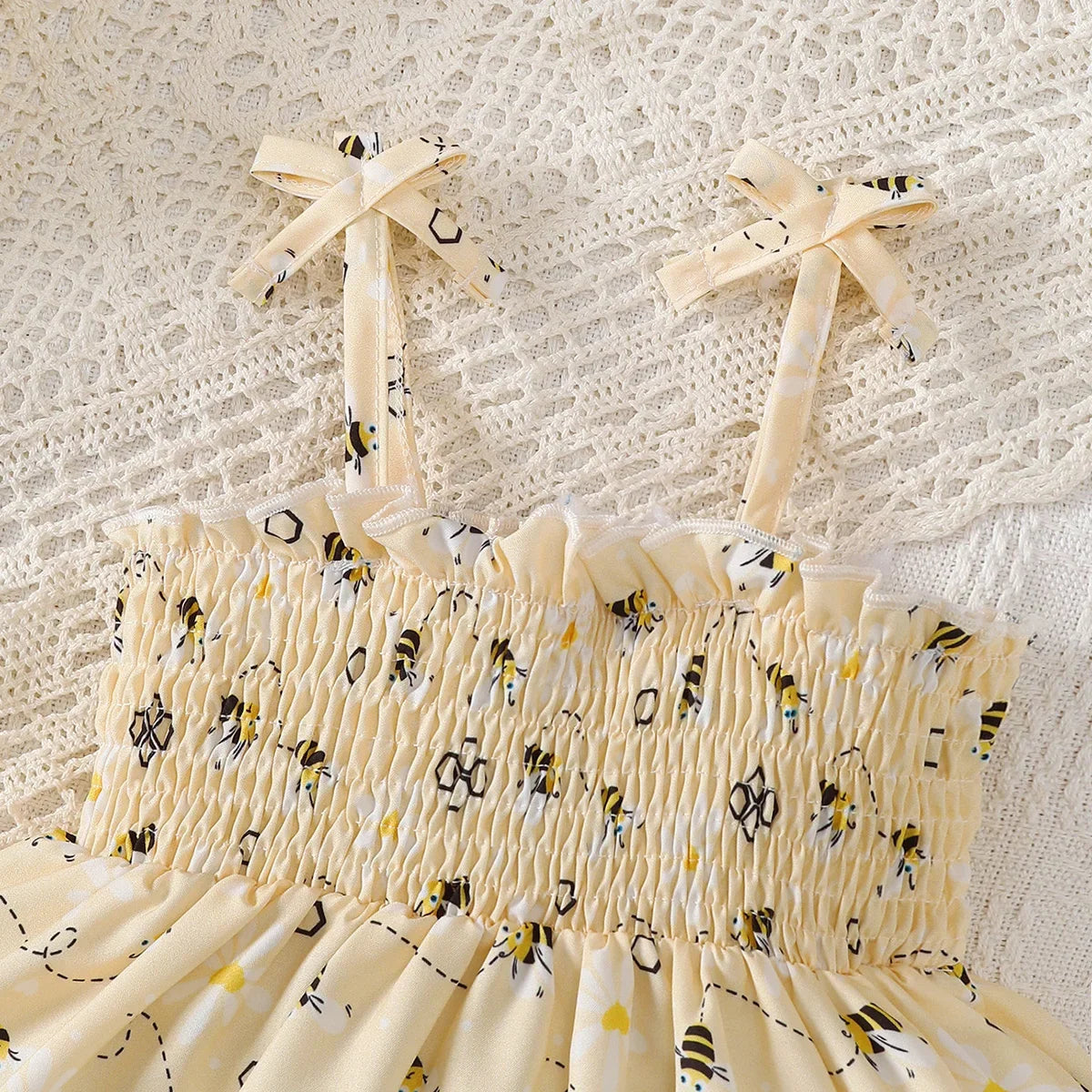 Baby Girl Summer Dress Cute Little Bee Ruffled Suspender Dress and