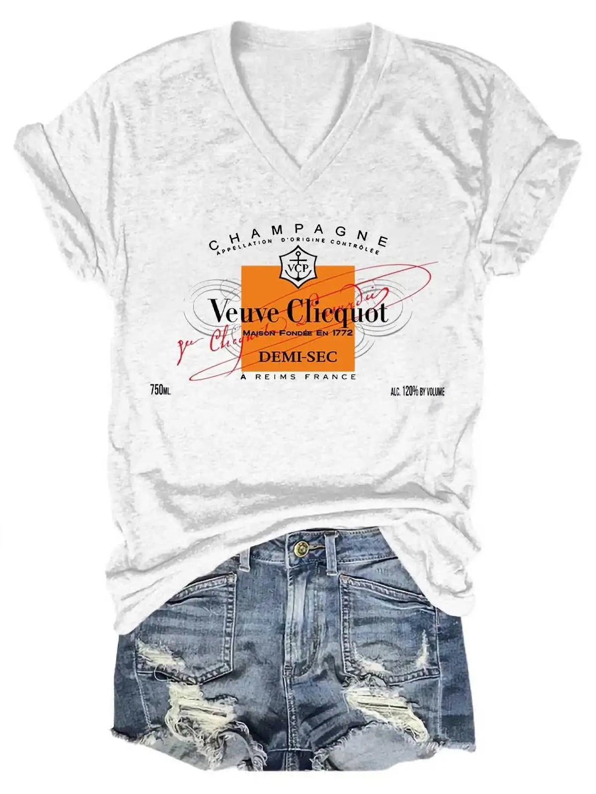 Women's Champagne Tennis Club V-Neck T-Shirt Spring and Summer Fashionable Short Sleeve Tops for Women