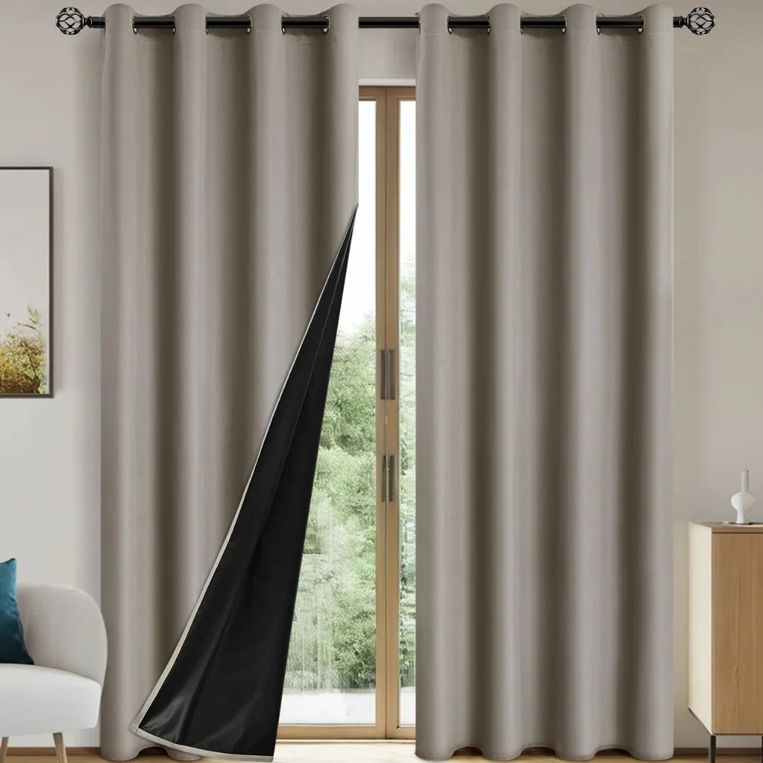 2pcs Modern Blackout Curtains - UV Protection, Heat-Resistant, Light-Blocking Drapes.