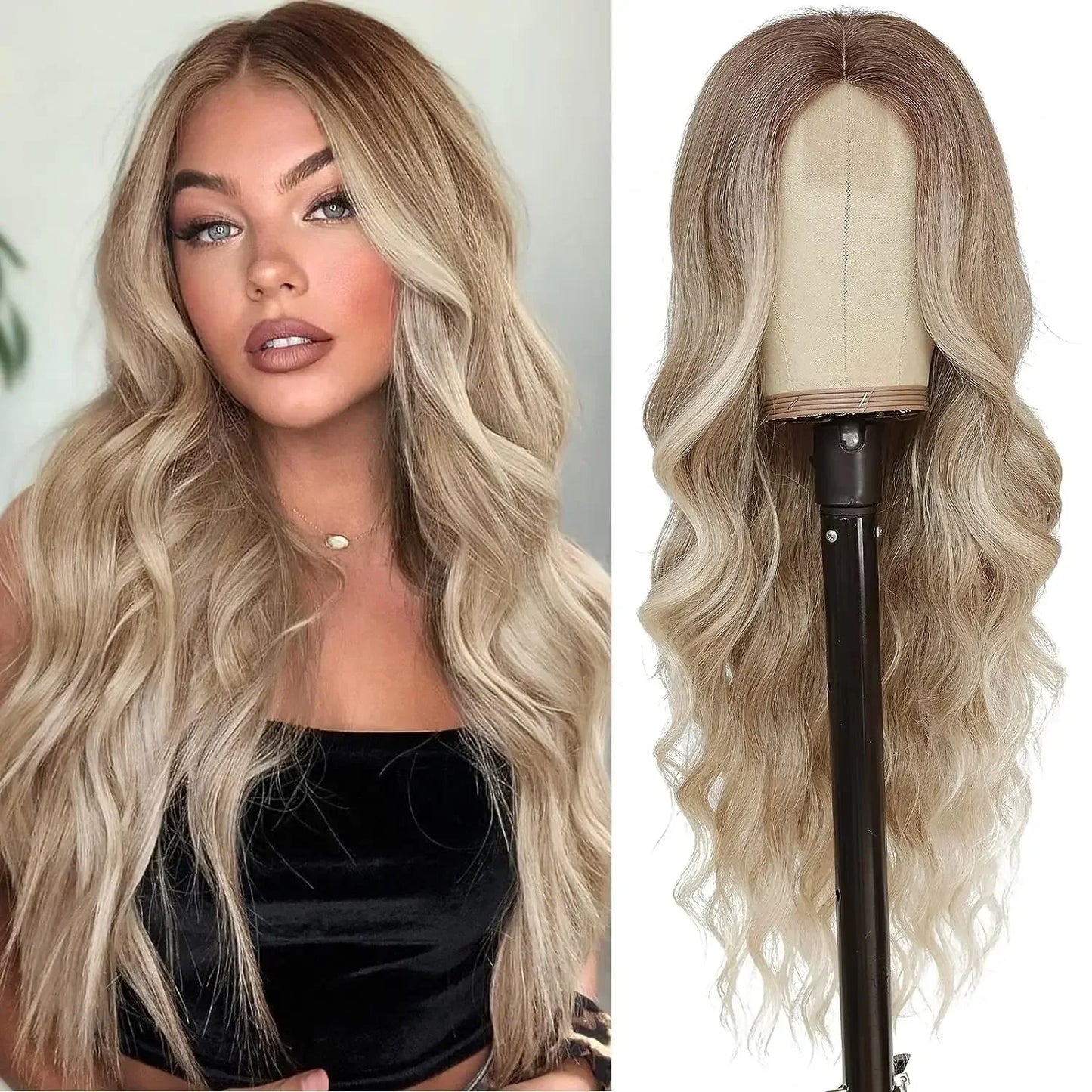 Tereshar Heat Resistant Synthetic Wig for Halloween Christmas Black Long Body Wave Lace Front Wigs for Black Women