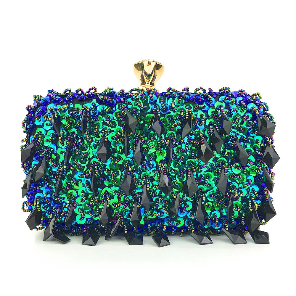 2024 New Women's Evening Bags Fashion Luxury Sequin Beaded Banquet Handbags Clutches Ladies Chain Small Shoulder Bag Purses