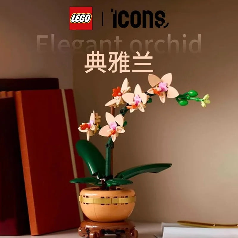 Lego 10343 Elegant Orchid Office Flowers Children Adult Everlasting Bouquet Assembled Building Blocks Toy Gift