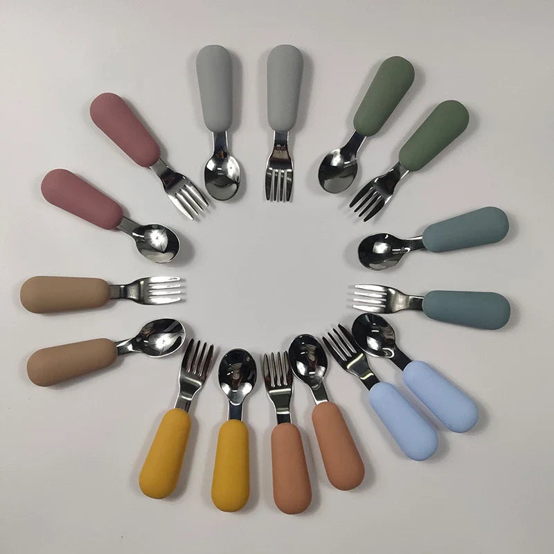 EtherealBe Stainless Steel Baby Utensils Set - Colorful & Safe