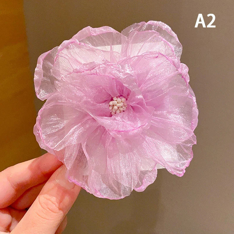 1PC Women Chic Fashion Flowers Hair Clips Gift Sand Beach Colorful Handmade Butterfly Orchid Vacation Hair Accessories