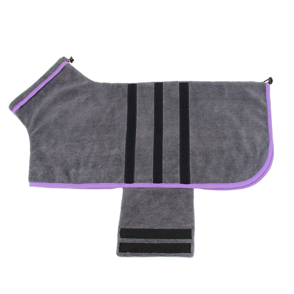 Dog Bathrobe Microfiber Quick Drying Coat Super Absorbent Luxurious Soft Pet Bath Towel Adjustable Warm Dog Bathing Supplies