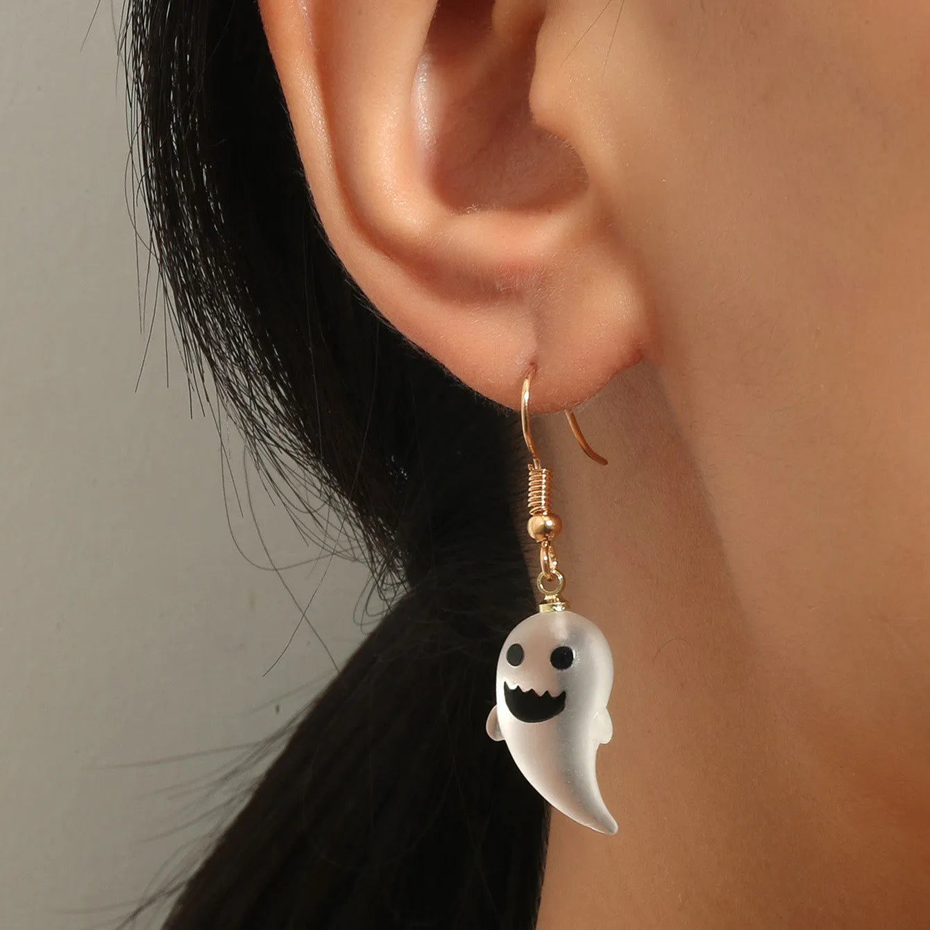 Cute Pumpkin Ghost Earrings Halloween Decoration Kawaii Orange Jewelry For Girls Party Cosplay Transparent Accessories Gift