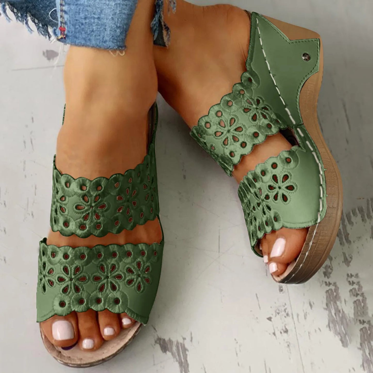 Womens Studded Sandals Size 8 Women Solid Slip On Casual Open Toe Wedges Comfortable Beach Shoes Sandals Slippers Heel Slides