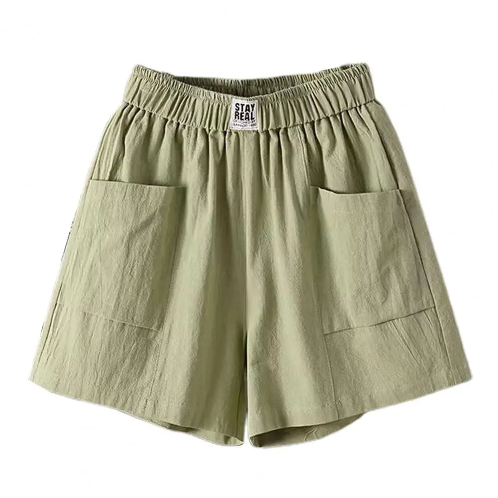 Cotton Linen Shorts Women's Sports Shorts Summer Solid High Waist Black Shorts Women Fashion Plus Size Casual Basic Short Pants