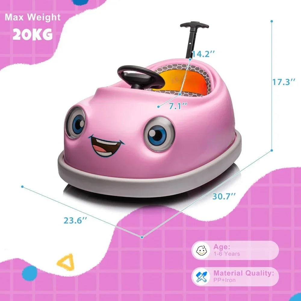 12V Electric Ride on Kids Bumper Car W/Remote Control,360 Degree Spin,Push Rod Rocker Horse Function Babies Toddlers Bumping Car
