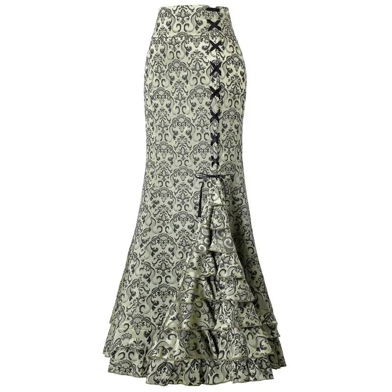 Women's Midi Y2k Skirt Victorian Retro High Waist Elegant Temperament Skirt Steampunk Gothic Style Fishtail Skirt Party Clothes
