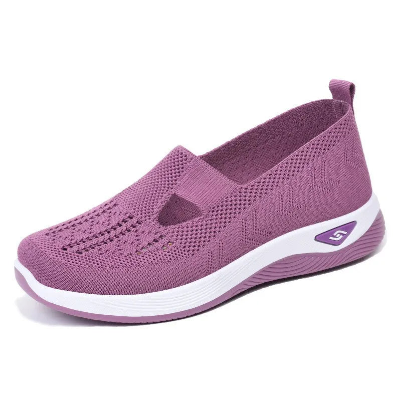 2025 Spring Women's Sports Shoes Mesh Fashionable Breathable Lightweight Non-slip Wear-resistant Casual Sports Shoes Flat Shoes