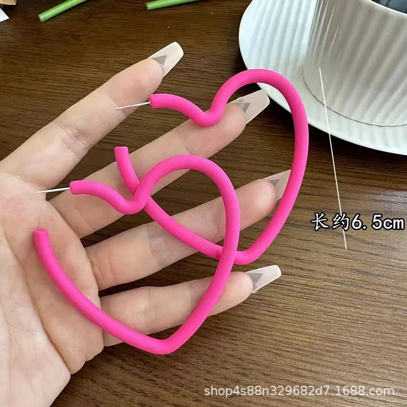 Simple Big Round Star Heart Hoop Earrings For Women Geometric Plastic Exaggerated Earring Hyperbole Trendy Ring Earrings Jewelry