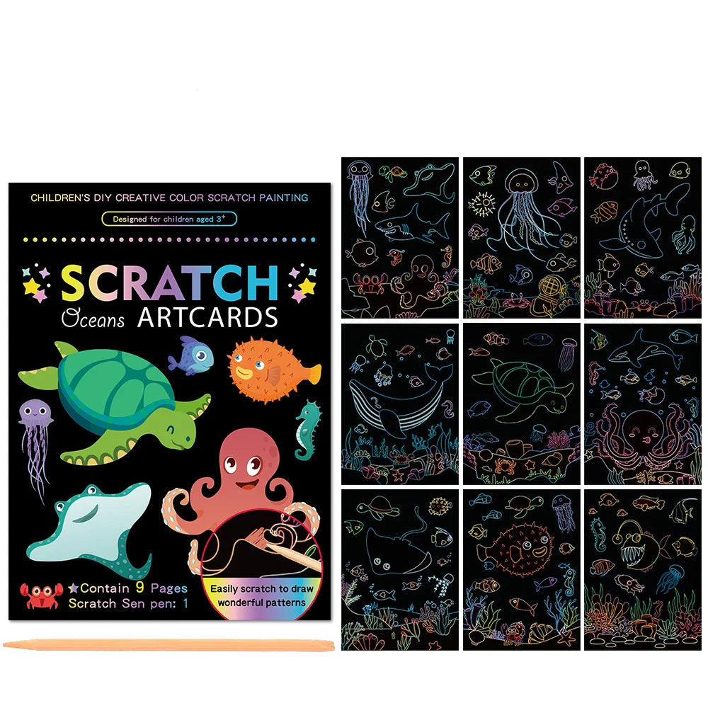 10Pcs Magic Scratch Off Art Craft Supplies Kits for Kids Girls Boys Party Game Christmas Birthday Gift
