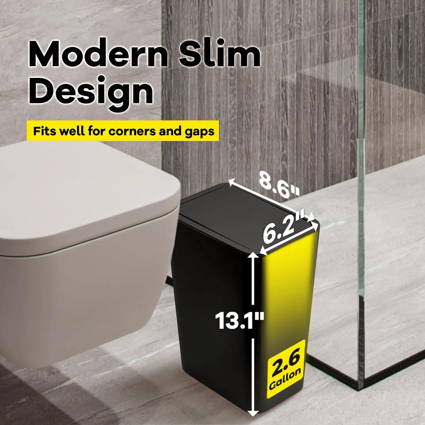 Bathroom Trash Can-10L Small Garbage Can with Press Top Lid for Toilet, Bedroom, Living Room.