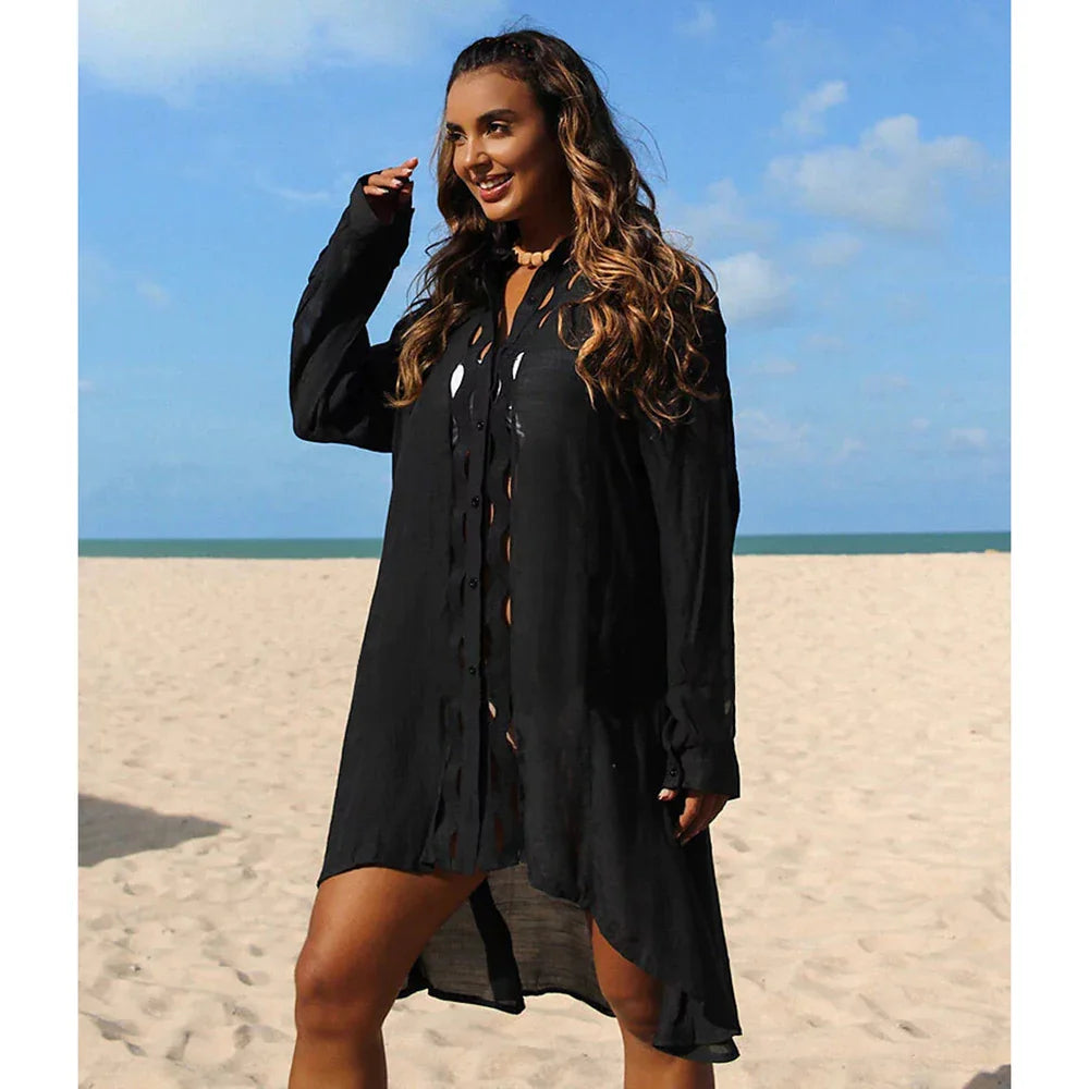 Bikini Cover Up Lace Hollow Crochet Swimsuit Beach Dress Women 2024 Summer Ladies Cover-Ups Bathing Suit Beach Wear Tunic