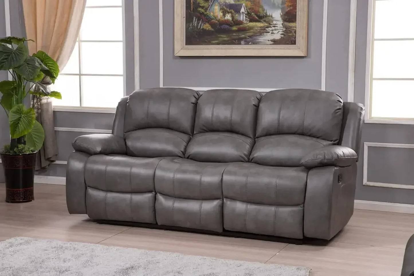 2PC Leather Air Reclining Sofa Loveseat Set, Living Room Set 8018 Multiple Colors.