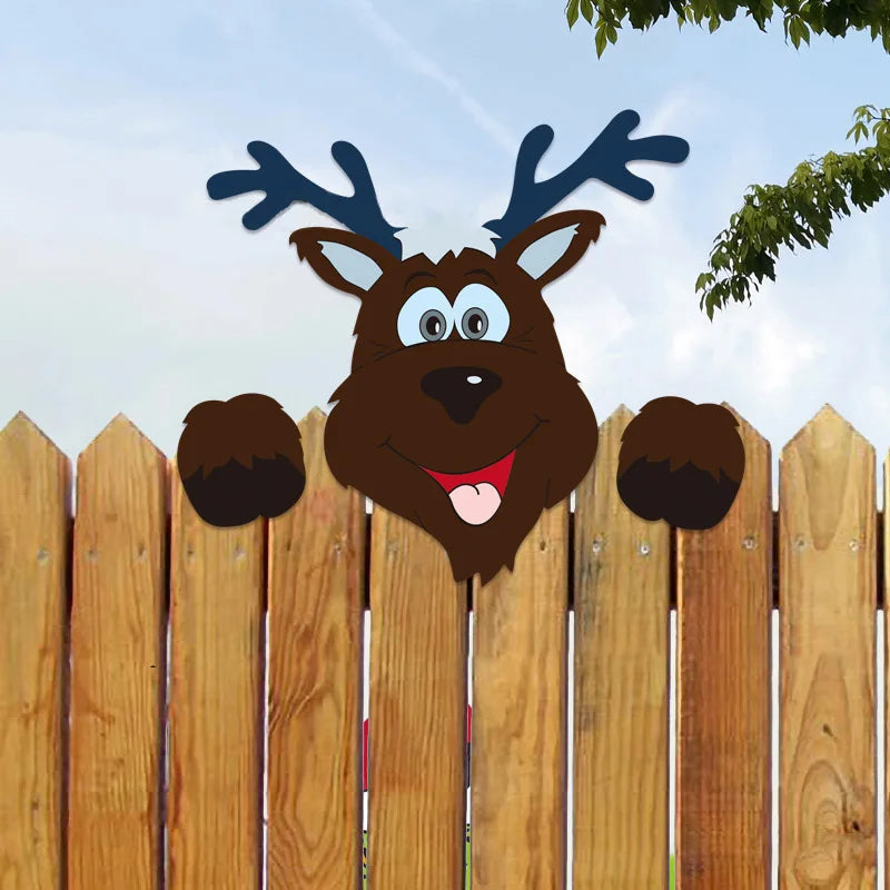 Creative DIY Christmas Fence Decor Cute Santa Claus Fence Peeps Outdoor Garden Patio Fence Lawn Sign Decoration 2025 Navidad
