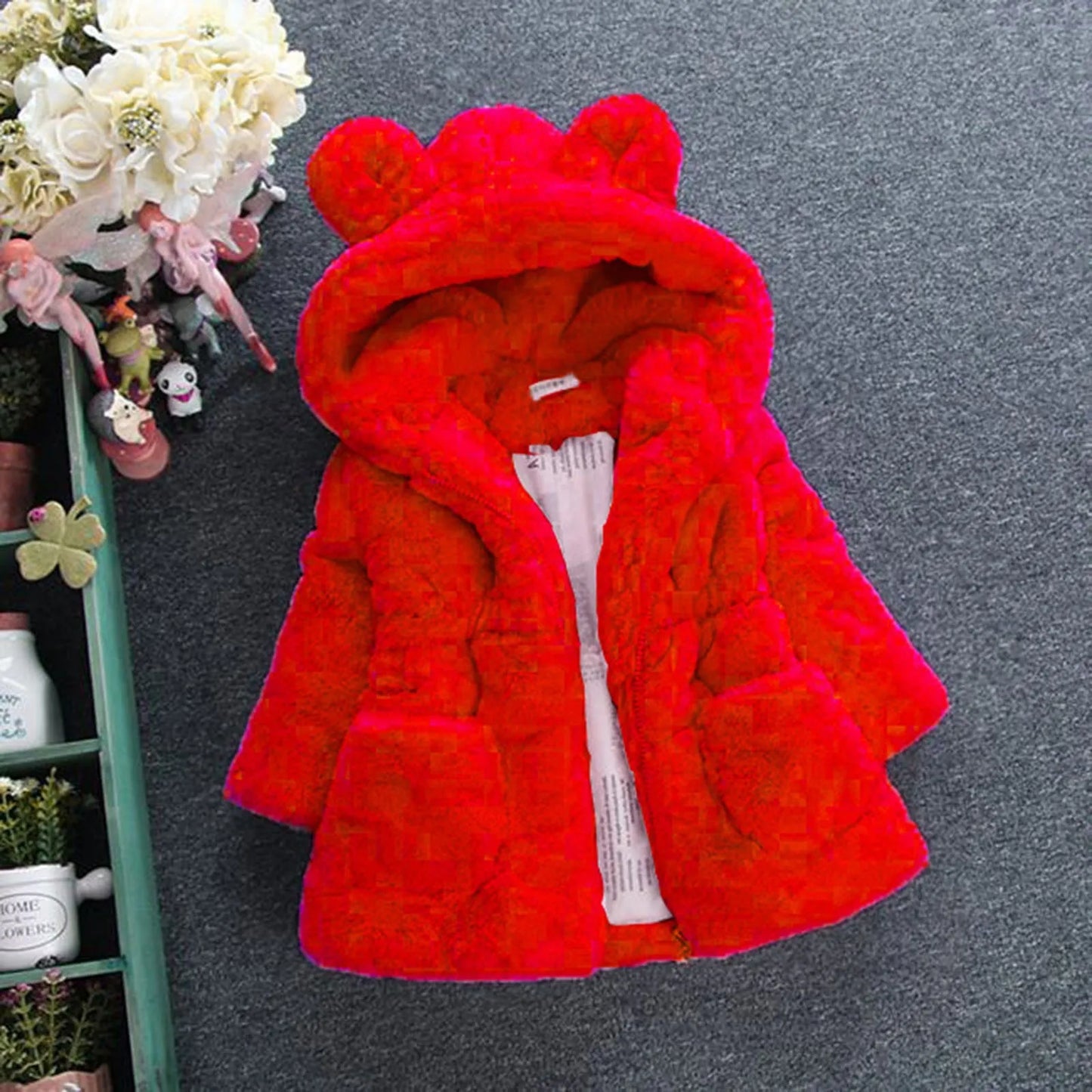 6t Girl Jacket Kids Girls Winter Warm Coats Jacket Clothes Outwear Overcoat Ear Hooded Faux Thicken Fleece Girl Winter Warm Coat