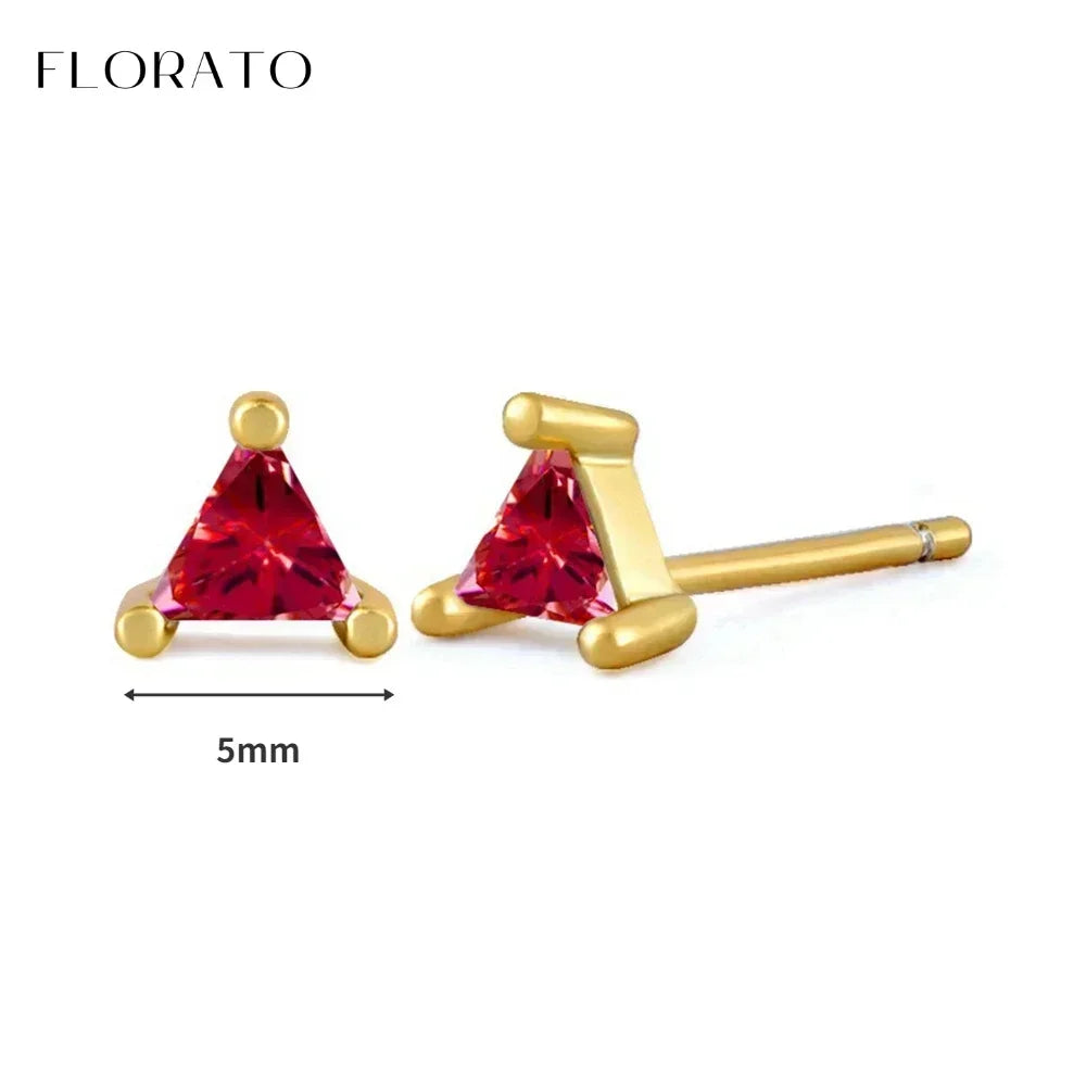 925 Sterling Silver Ear Needle Rose colors Zircon Hoop Geometric Pendant Earrings for women Luxury Fashion Wedding Jewellery2023