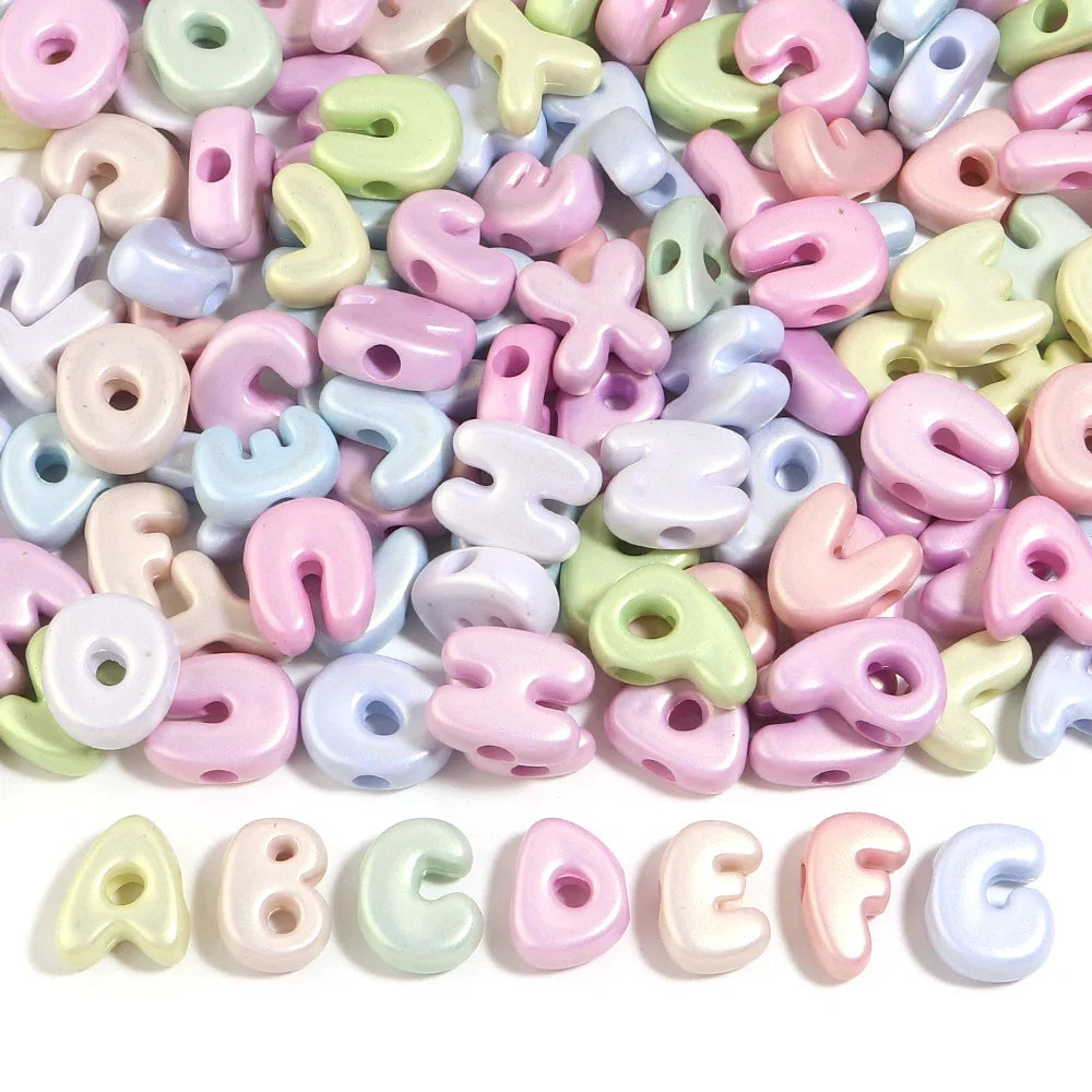 20-30pcs/lot Big Hole Cartoon English Letters Acrylic Beads Colored