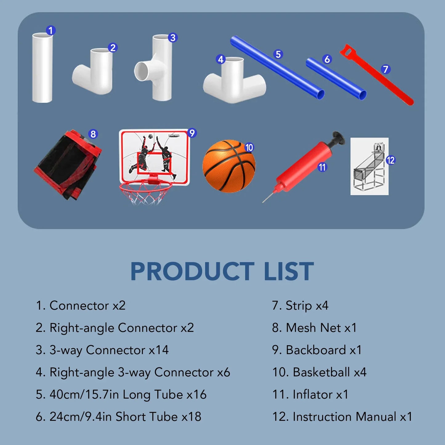 Basketball Game Set Kids Basketball Hoop for Indoor Outdoor with 4 Balls 88cm to 140cm Height Adjustment Basketball Training