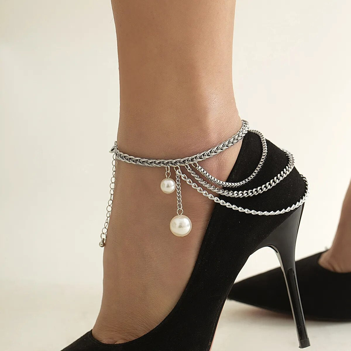 New 1 PC Multilayer Link Chain Tassel Anklets for Women Bracelet on the Leg Decoration on Foot Sandals Beach Accessories
