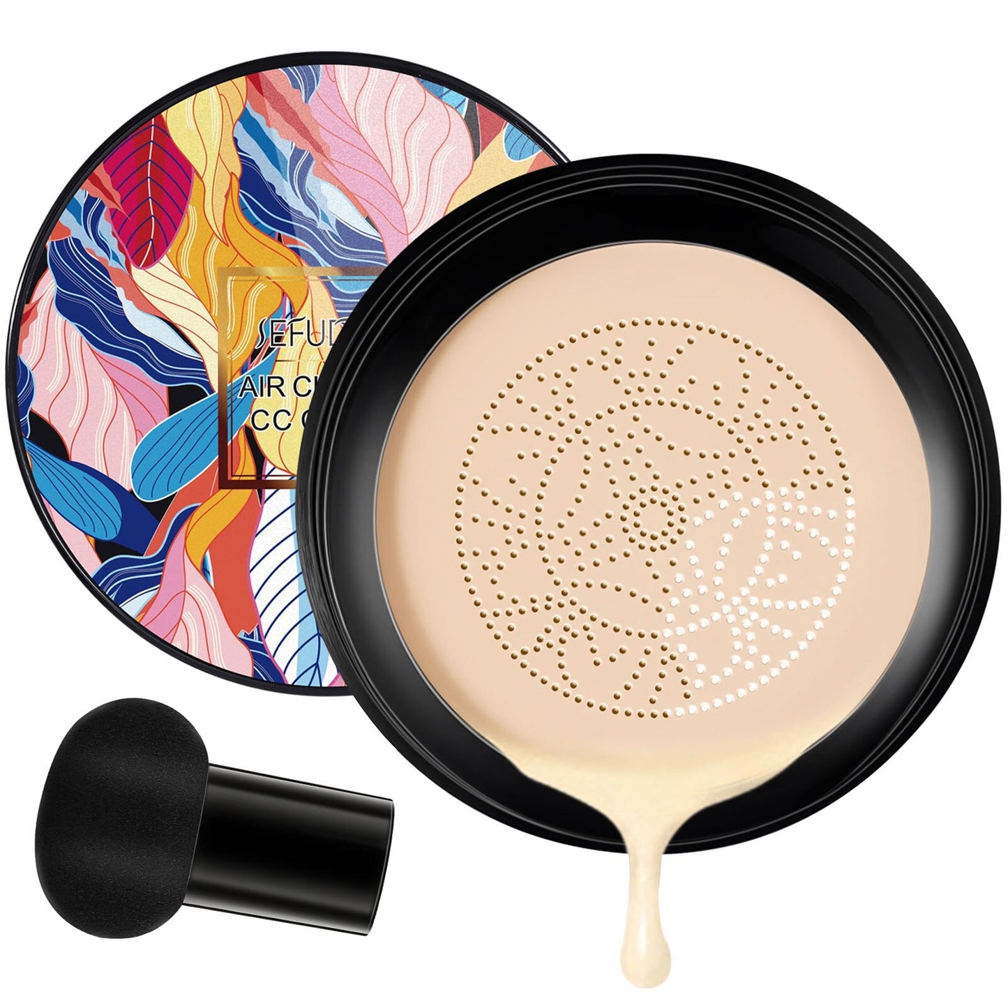 CC Cream Moisturizing Liquid Foundation Concealer Long Lasting Safe Plant Ingredients CC Cream With Mushroom Head Apply Makeup