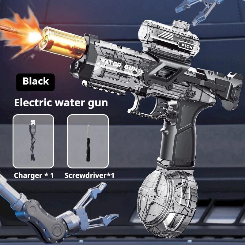 Electric Water Gun with Flashing Function Continuous Spray Water Gun Summer Outdoor Game Water Gun Children's and Adult Toy Gift