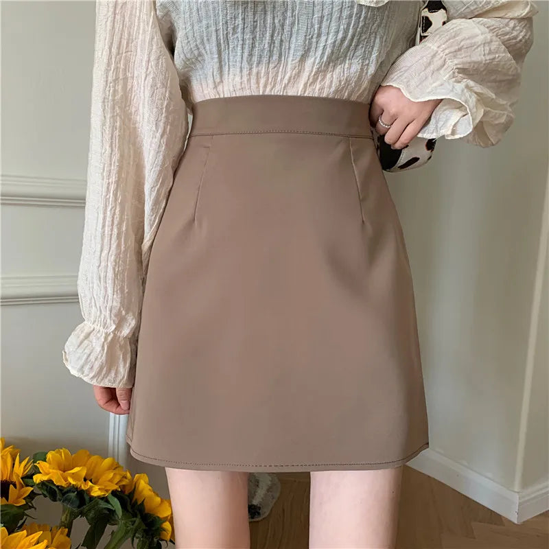 Mini Skirts Women Clothing Students Summer New Arrival High Waist Streetwear Candy Colors Faldas Mujer All-match Leisure Simple