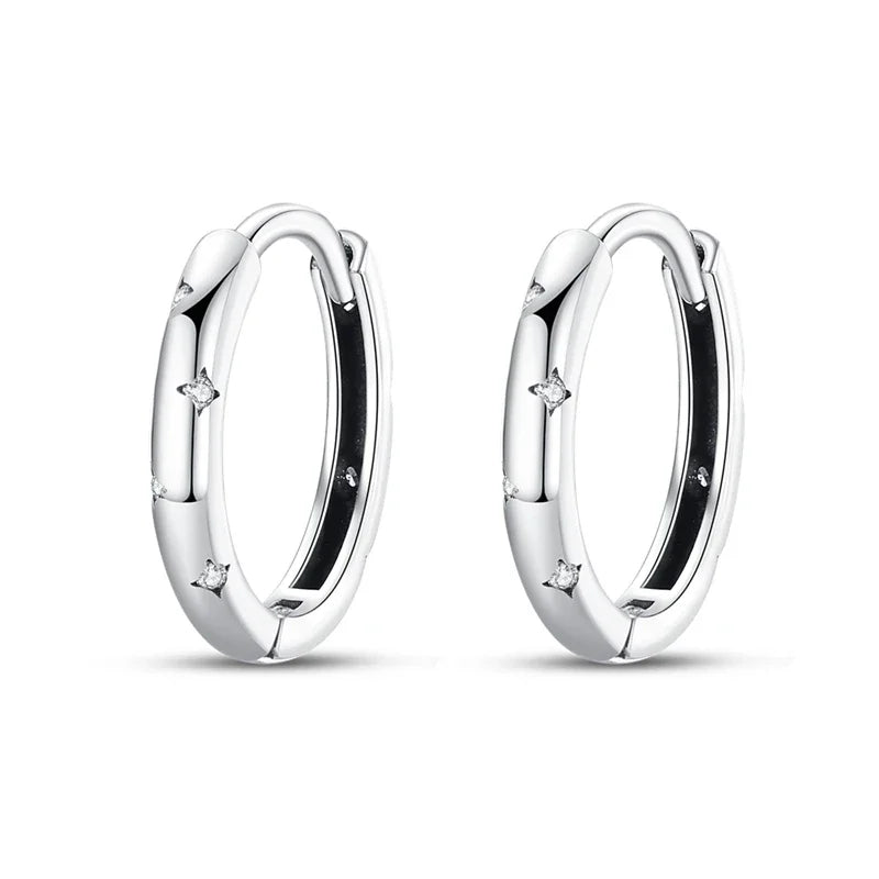 Romantic Heart Shapen Girl Earrings 925 Silver Rainbow Heart Hoop Earring Silver Jewelry Gift