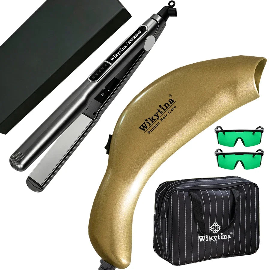 Professional Titanium 2-in-1 Hair Straightener Curler with 5 Heat Settings Fast Heating Negative Ion Salon Flat Iron