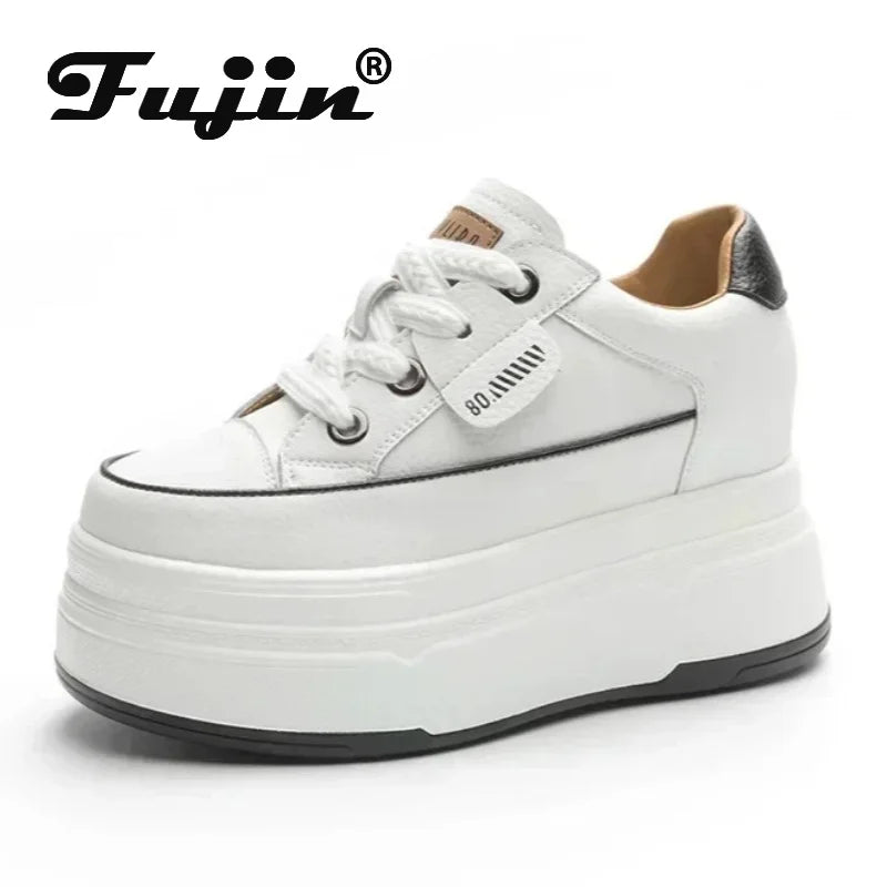 Fujin Hidden Heel Shoes High Platform shoes 9cm 3 inch comfortable sneakers for women Vulcanized Shoes Chunky Wedge Casual Shoes