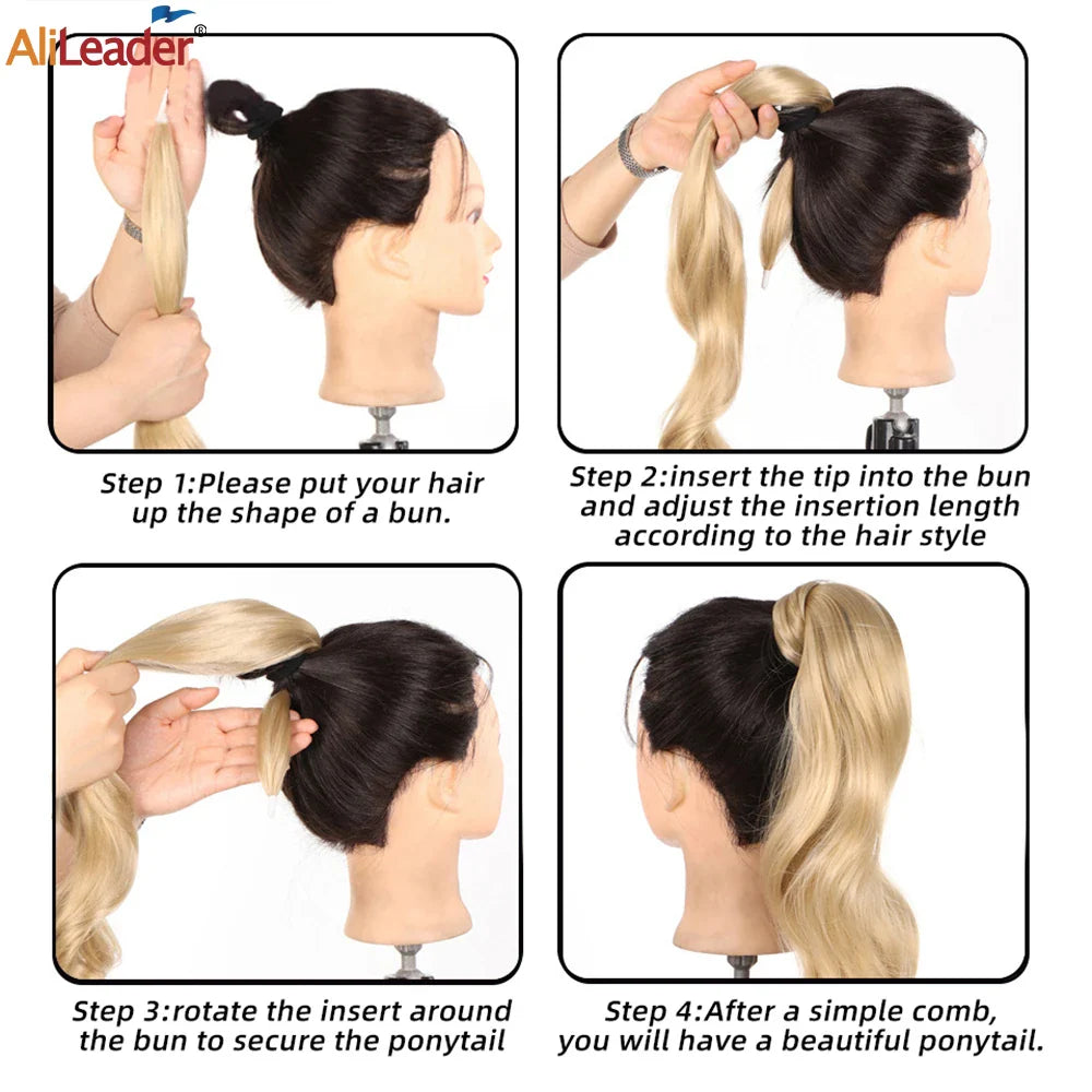 32" Flexible Wrap Around Ponytail Hair Extension Long Curly Synthetic Ponytail Wavy Pretty Hair Ponytails Hairpieces For Women