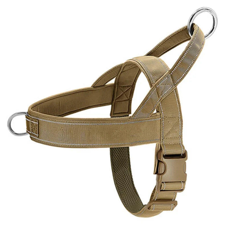 Reflective Tactical Anti-Pull Dog Harness Nylon Adjustable Escape Proof for Large Dog Outdoor Training Vest with Handle