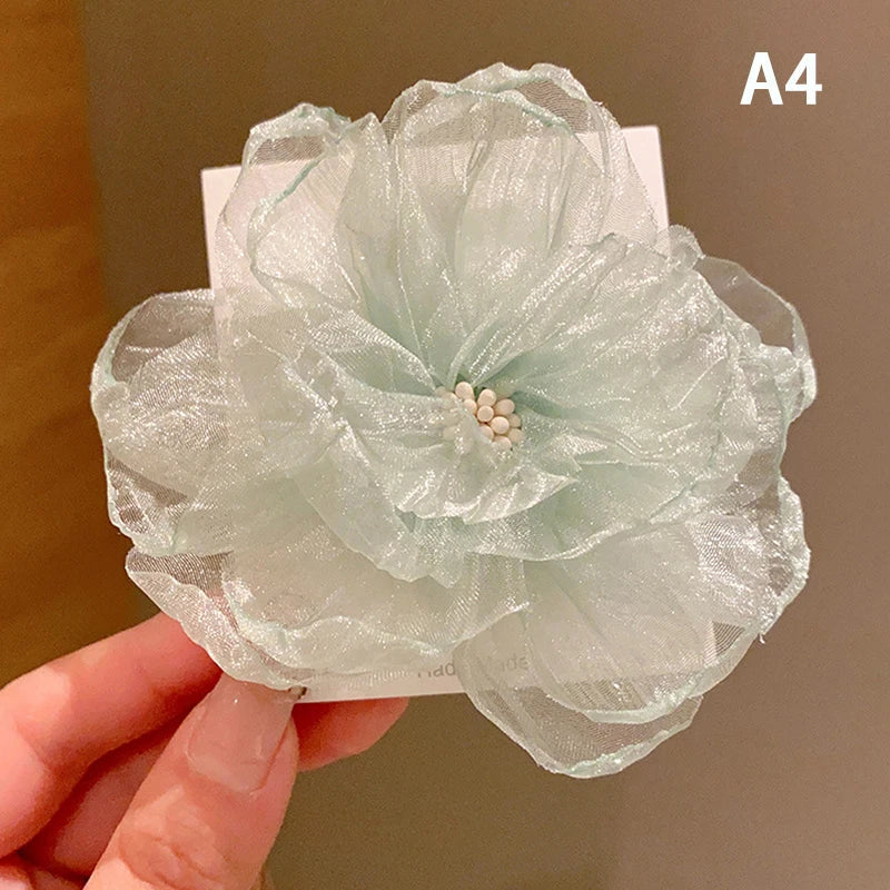 1PC Women Chic Fashion Flowers Hair Clips Gift Sand Beach Colorful Handmade Butterfly Orchid Vacation Hair Accessories