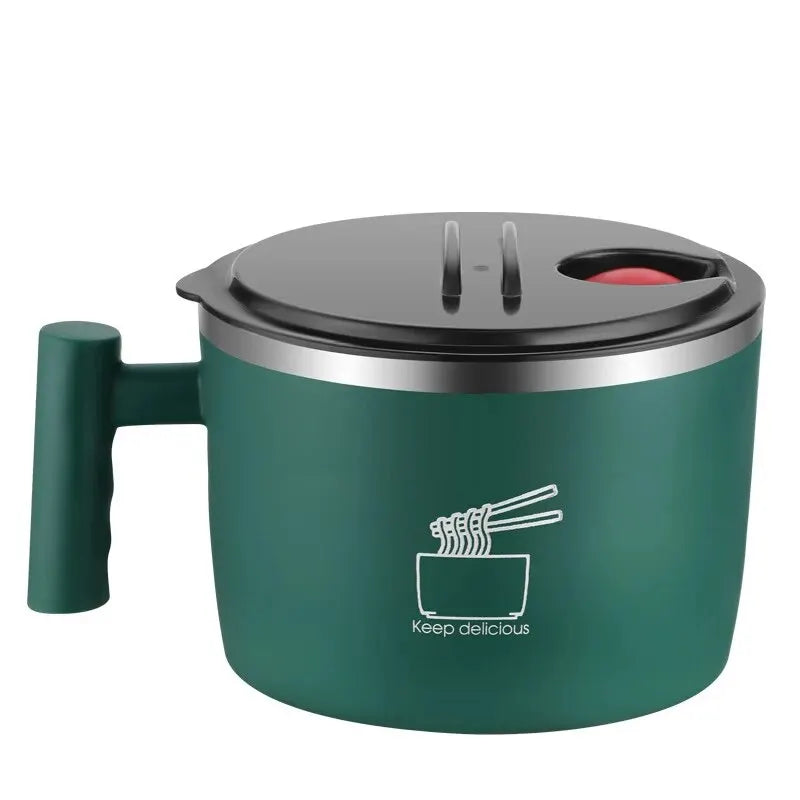 Stainless Steel Bowl With Lid For Instant Noodles, Sealed And Portable Drain Bowl For Kitchen.