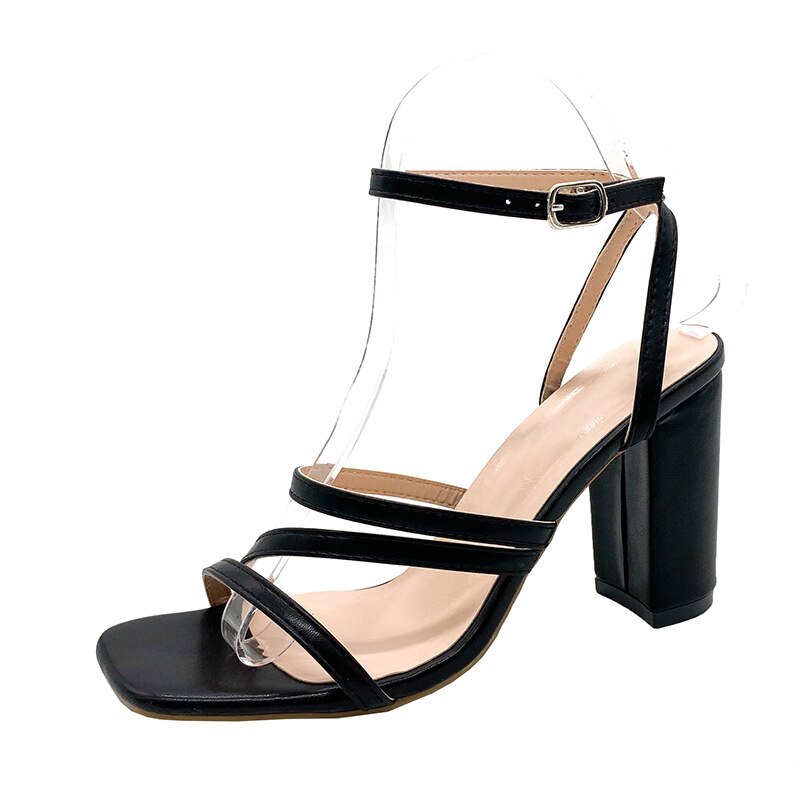 Sexy Women's High Heels 2022 Summer New Fashion Open Toe Luxury Designer Party Sandals Casual Square Toe Narrow Band Women Pumps