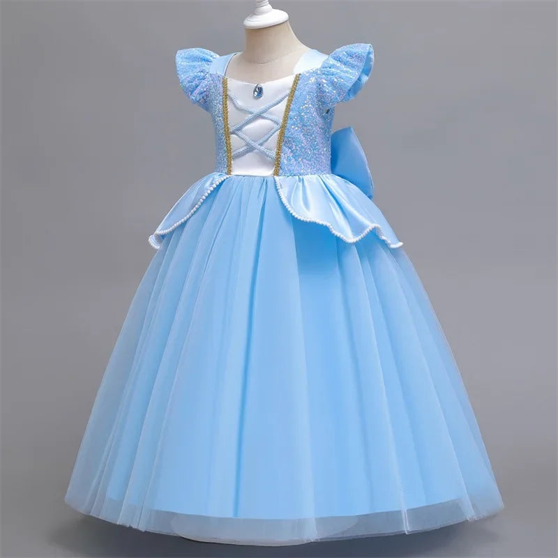 Cinderella Belle Costume for Girls Halloween Disguise Cosplay Rapunzel Princess Dress Baby Christmas Birthday Party Kids Clothes